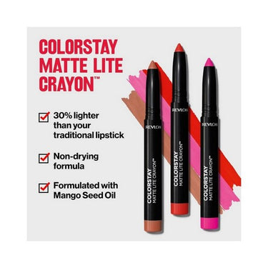 Revlon, ColorStay Matte Lite Crayon Lipstick 010 Air Kiss, 0.049 Oz (Case Of 2)