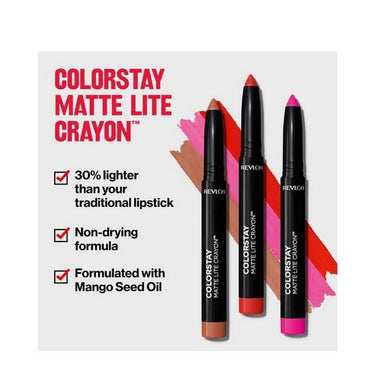 Revlon, ColorStay Matte Lite Crayon Lipstick 002 Clear The Air, 0.049 Oz (Case Of 2)