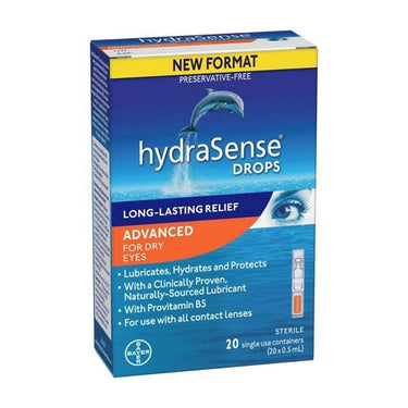 HydraSense, Advanced Formula Eye Drops, 20 Count X 0.5ML
