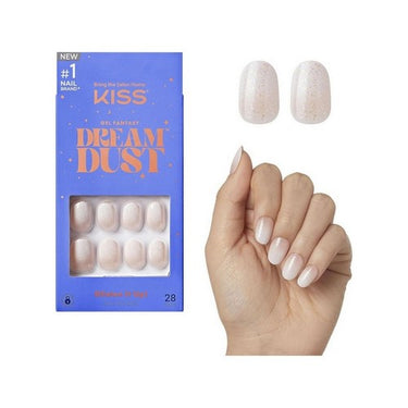 Gel Fantasy Dreamdust Press On Nails Silver Spoon White Short Oval 28 Count (Case Of 2) by KISS Products