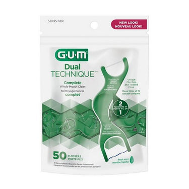 Dual Technique Flosser Picks Complete Whole Mouth Clean 50 Count by Sunstar Gum