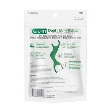 Sunstar Gum, Dual Technique Flosser Picks Complete Whole Mouth Clean, 50 Count