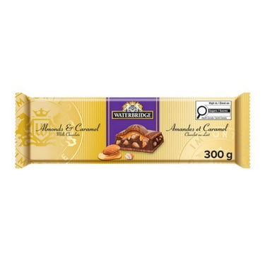 Almond And Caramel Filled Milk Chocolate Bar 300 Grams (Case Of 10) by Waterbridge