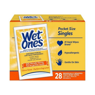 Antibacterial Hand Wipes Citrus Scent 28 Count by Wet Ones