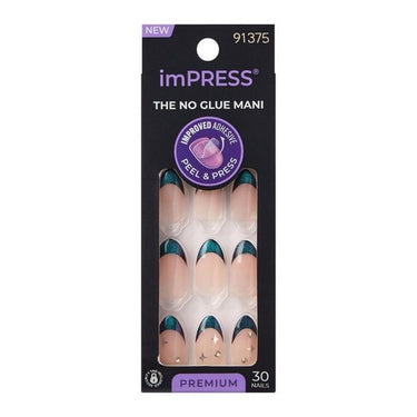 Impress No Glue Mani Press On Nails Premium Visions Green 30 Count (Case Of 3) by KISS Products