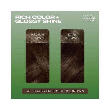Clairol Nice N Easy, Natural Instincts 5C Brass Free Medium Brown, 1 Count