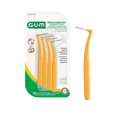 Sunstar Gum, Proxabrush Angled Interdental Cleaners Antibacterial Bristles, 6 Count