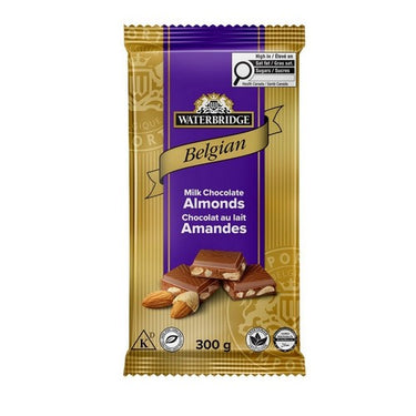 Belgian Milk Chocolate Almond Bar 300 Grams (Case Of 12) by Waterbridge