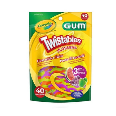 Crayola Kids Twistables Fluoride Coated Flosser Picks 40 Count by Sunstar Gum