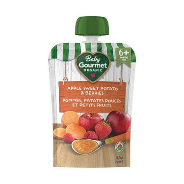 Organic Apple Sweet Potato And Berry Swirl Flavoured Puree Pouch For Babies 128 Ml (Case Of 12) by Baby Gourmet
