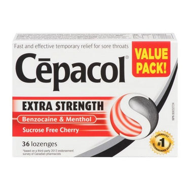 Extra Strength Sucrose Free Cherry Sore Throat Lozenges 36 Count by Cepacol