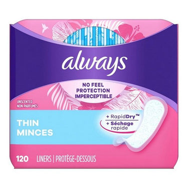 Unscented Thin Pantiliners 120 Count by Always
