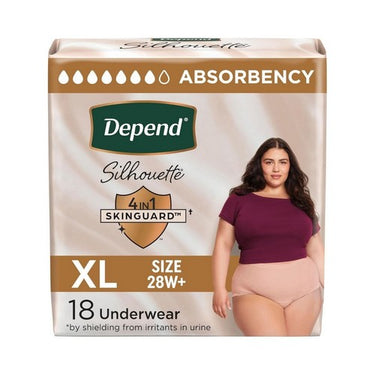 Silhouette Adult Diapers Underwear For Women Extra Large Pink 18 Count (Case Of 2) by Depend