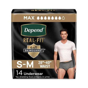 Real Fit Incontinence Disposable Underwear For Men Grey Small To Medium 14 Count (Case Of 2) by Depend