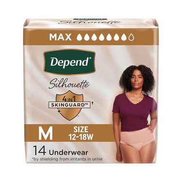 Silhouette Adult Diapers Underwear For Women Medium Pink 14 Count (Case Of 2) by Depend