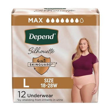 Silhouette Adult Diapers Underwear For Women Large Pink 12 Count (Case Of 2) by Depend