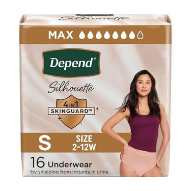 Silhouette Adult Diapers Underwear For Women Small Pink 16 Count (Case Of 2) by Depend