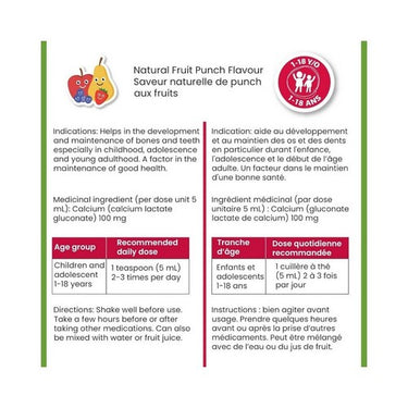 Adorable Calcium Liquid Natural Fruit Punch Flavour 150 Ml by Wampole