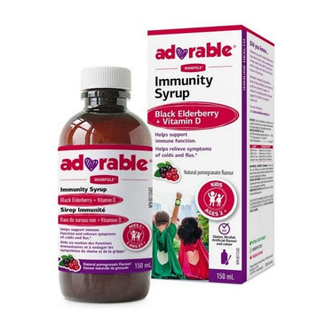 Adorable Immunity Syrup Black Elderberry Plus Vitamin D 150 Ml by Wampole