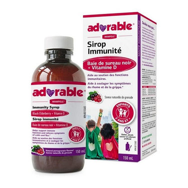 Adorable Immunity Syrup Black Elderberry Plus Vitamin D 150 Ml by Wampole