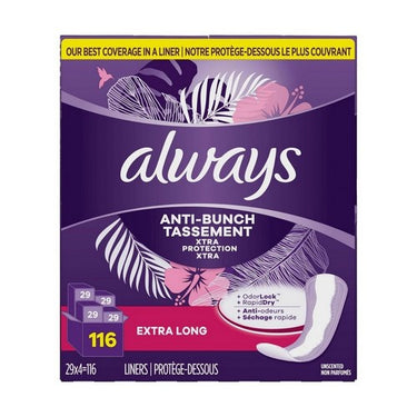 Anti Bunch Xtra Protection Daily Liners 116 Count by Always