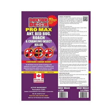 Doktor Doom, Pro Max Ant Bed Bug Roach And Crawling Insect Killer Spray, 1 Litre (Case Of 6)