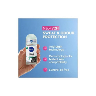 Black And White Invisible 48 Hour Protection White Blossom Anti Perspirant Roll On 50 Ml by Nivea