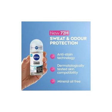 Black And White Invisible 48 Hour Protection White Blossom Anti Perspirant Roll On 50 Ml by Nivea