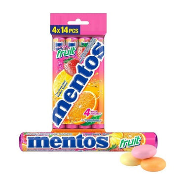 Fruit Flavoured Candy Rolls 4 Count (Case Of 12) by Mentos