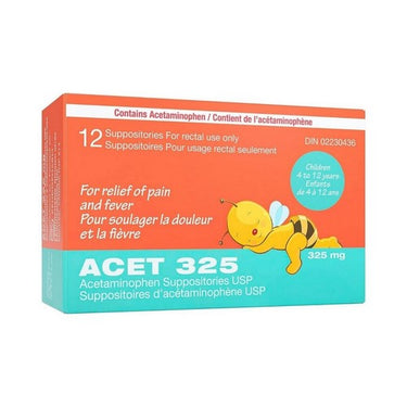 Acet, Acetaminophene Suppositories USP, 325 Mg, 12 Count